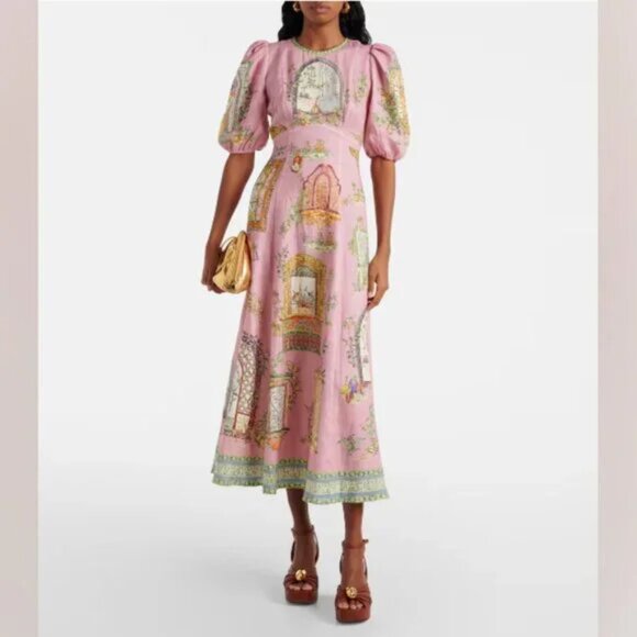 Alémais Monte printed linen midi dress